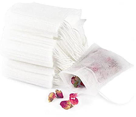 Lot de 100 sacs filtrants en coton avec cordon de serrage pour épices, savon, herbes, thé 10 x 15 cm