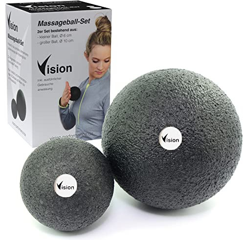 Vision Massageball-Set I 6+10cm I umweltfreundliches & langlebiges Material I Selbstmassage für Faszien I Verspannungen lösen I Triggerpunkt-Therapie I schelle Regeneration I von Profis empfohlen