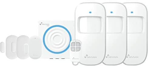 Nivian-Sistema de Alarma para Casa y Negocios Sin Cuotas Mensuales | Kit de Alarma WiFi con Control Remoto a través de App Tuya | Función SOS | Fácil Instalación Sin Cables