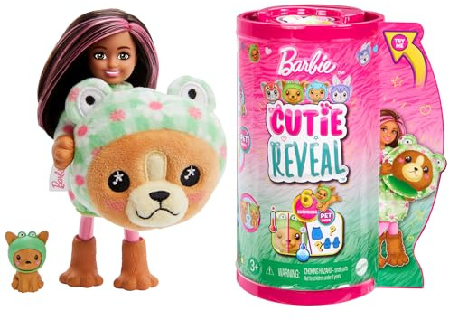 BARBIE Cutie Reveal Puppe - 6 Überraschungen in einer Verpackung, Plüschtierfreunde, Outfits und Farbwechselspaß, für Kinder ab 3 Jahren, HRK29