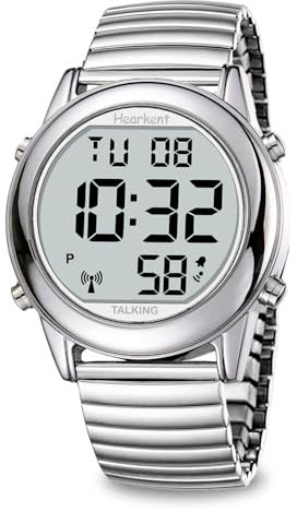Large Digital Talking Watch English Speaking for The Blind, Elderly or Visually impaired Receives US Signals Automatic Time and Date Correction Big Numbers Easy to See Loud and Clear-Hearkent-2117M
