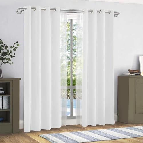 GREATOYAR Cortinas Modernas Translúcidas de Poliéster - Para Salón, Cuarto, Dormitorio, Comedor, Cocina - 1 Pieza, 140x220cm, Blanco