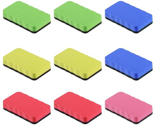 9 Stück Whiteboard Schwamm Magnetisch, Magnetic Whiteboard Eraser, Filzpad Whiteboard Reiniger, Tafelwischer Radiergummi wiederverwendbar für Memoboard Magnettafel Schreibtafel(10.3 x 5.5 x 2 cm)