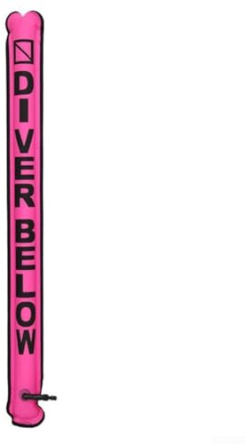 Yhenlovtt Buceo SMB Marker Boya 115x12.7cm Tubo de señal inflable Herramienta de seguridad para actividades subacuáticas Nylon 210D (rosa)