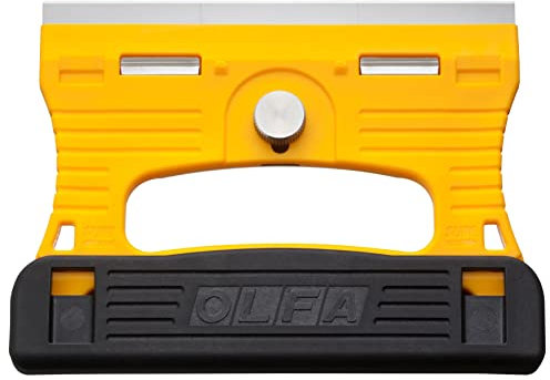 Rascador de vidrio con cuchilla intercambiable de acero inoxidable, ideal para limpiar superficies y eliminar manchas difíciles.