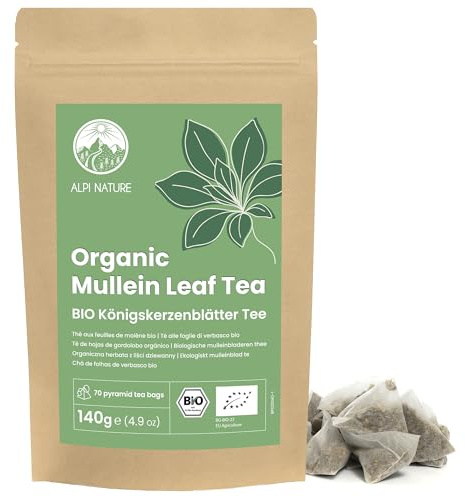 Alpi Nature Gordolobo Infusión Orgánica, 70 Bolsitas de Té Piramidales de 2g, Té de Hojas de Gordolobo 140g