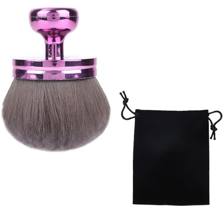 Tinoaly Extra Stor Kroppsborste för Brun Utan Sol, 6,5cm Bred Kabukiborste Bensmink-Applikator för Brun Utan Sol Stor Kroppsborste med Svart Dragskopåse (Lila)
