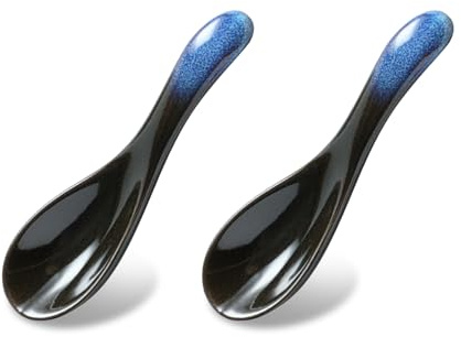 Ferizzia 2 Piezas Cucharas de Sopa Asiáticas, Cuchara de Ramen