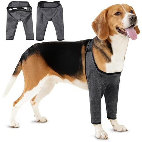 Body per Cani dopo Op, Abbigliamento per Cani per Aiutare il Recupero dopo Interventi Chirurgici sulle Zampe Anteriori, Protezione per Gomito, Protezione per le Ferite per le Gambe (Gray, S)