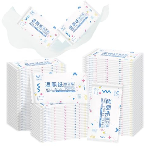 50 pcs Carta Igienica Umidificata,Salviette Umide,Contiene Vitamina E ed Estratto di Aloe Vera,Carta Igenica,Confezionato Singolarmente,Carta Igienica Biodegradabile