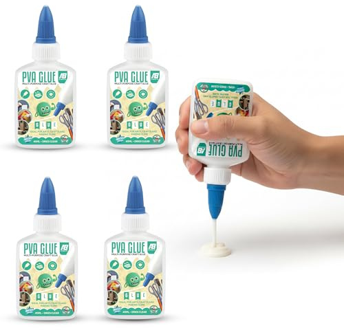 AIBULO 8-Pack PVA Glue 40ml Bottles | White Craft Glue for Kids | Non-Toxic, Washable, Clear-Drying Adhesive with Precision Nozzle for School, Classroom, Slime Making, Arts, DIY & Office Use