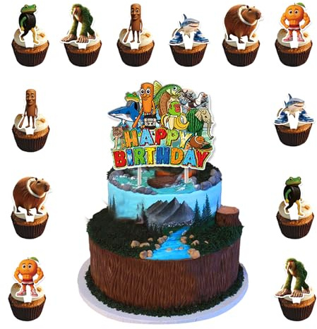 Yoimckay Tung Sahur - Decorazione per torta di compleanno, divertente, rosso cervello, decorazione per compleanno, decorazione per torte per bambini