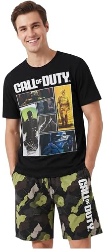 Get Trend Call of Duty Pijama Hombre S-3XL, Conjunto Verano Hombre 2 Piezas, Camiseta Manga Corta y Pantalón Corto Algodón, Ropa de Dormir, Regalo Gamer