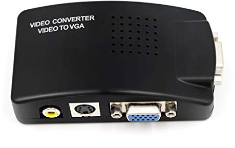 HDSUNWSTD PC Laptop Composite Video TV RCA Composite S-Video AV in to PC VGA LCD Out Converter Adapter Switch Box Black