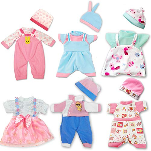 ARTST Doll Clothes,12 inch Baby Doll Clothes 6 Sets Include 5 Caps fit for 10 /11 /12 inch Baby