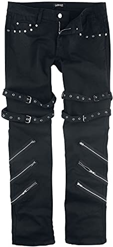 Gothicana by EMP Herren Schwarze Jeans mit Schnallen, Reißverschlüssen und Nieten W34L34