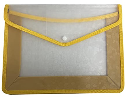 A4 Plastic Wallets Plastic Folders Document Files Folders Popper Wallet Envelope Pockets Large Capacity with Quick Snap Closure, Card Slot for Office Home School Travel (Yellow)