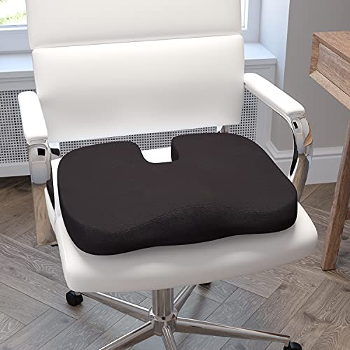 Flash Furniture Susan - Cojín de Asiento para Silla de Oficina, Espuma viscoelástica certificada CertiPUR-US, Almohada para Sentarse, Color Negro