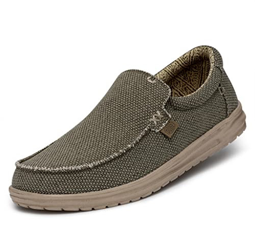 HEYDUDE Mikka Braided Herren - Slip on Schuhe - Mokassin Stil, Army, 43