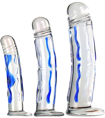 ScreaAss Glas Dildo Lang Realistischer Analdildo Mit Saugnapf Für Sie, 16.5/19.5/22Cm Transparent Kristall Real Dong Penis Nachbildung Anal Plug Buttplug Sex Spielzeug Für Frauen Männer,S