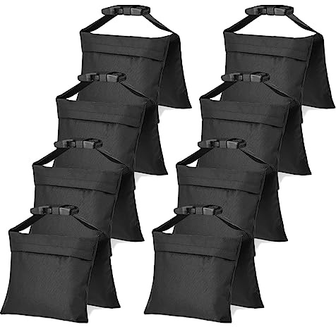 ifkdnr 8 Packs Sandbags, Heavy Duty Sand Bags with 16 PE Bags, Sand Bags with Buckle Straps for Support Light Stand, C Stand, Light Stand with Caster, More 2/4/6/8 Packs Sandbag to Choose.