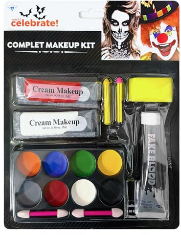 Halloween Schminke Make Up Set Theaterschminke Schminkset Kunstblut Vampir, Zombie, Hexe, Geist für Kinder Erwachsene