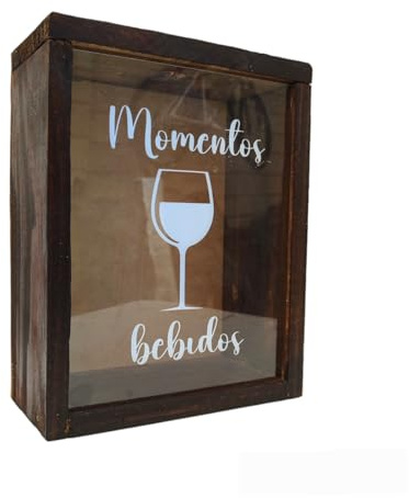 Aketemola Caja Almacenamiento Corchos Vino Madera Nogal Regalo Original