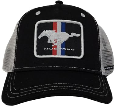 Recovered Gorra de camionero con insignia bordada de Ford Mustang, 100 % poliéster reciclado, color azul, azul, Taille unique