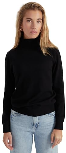 Style & Republic Pull à col roulé pour femme en 100 % cachemire, coupe classique, pull élégant en cachemire de qualité supérieure en maille fine pour l'automne et l'hiver, conçu à Berlin, Noir , M