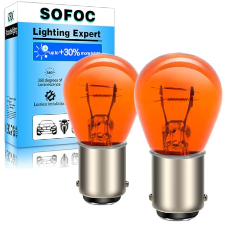 SOFOC BA15D 24V 21W/5W Amber Yellow Turn Signal Light Side Marker Lamp 180°Pin Dual Contact/Beam Bayonet Base S25 Bulb 2Pcs