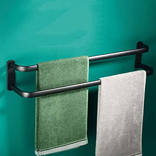 Moderno Multi strato Nero Alluminio Portasciugamani Rack Holder per Bagno Cucina Hotel Parete Doppio Strato 60CM Portasciugamani Stand