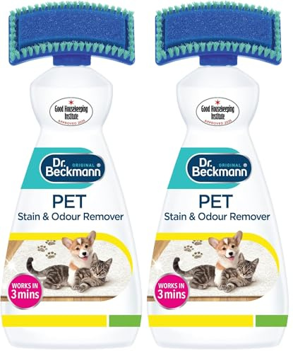 Dr. Beckmann Pet Stain & Odour Remover, Eliminates stains and odours caused by pets, incl. applicator brush, 650 ml (Pack of 2)