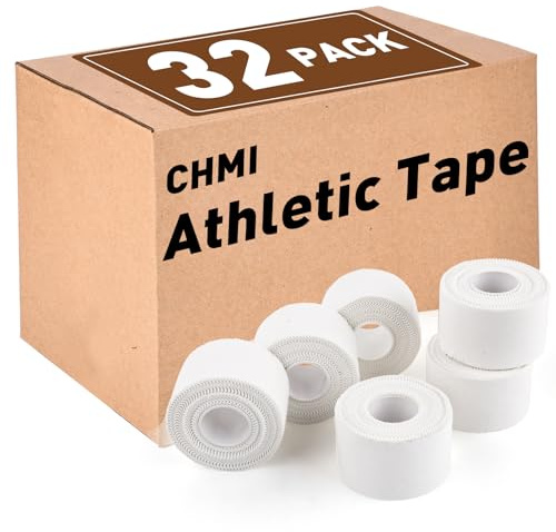 CHMI Athletic Tape,White Sports Tape (32 Pack), 320 Yards Rolls Very Strong Easy Tear NO Sticky Residue Best Tape for Gymnastics Climbing Bat Injuries Medical (1.5 Inch X 320 Yards).