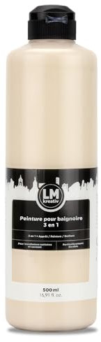 LM-Kreativ Peinture pour Baignoire 3 en 1 2K 500 ml - Grès - Peinture pour Carrelage de Salle de Bain, Baignoires, Receveurs de Douche et Lavabos - Haut Pouvoir Couvrant