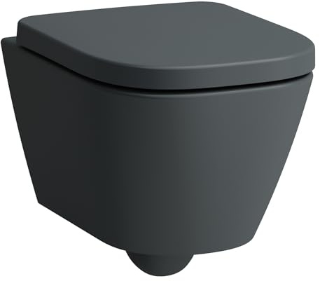 Laufen Meda WC suspendu Advanced compact, sans rebord, Silent Flush, 360x490mm, fixation cachée chasse deau basse, H8201137580001, Couleur: graphite mat