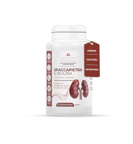 Salus Eterna Spaccapietra 500mg + Inulina 100mg 120 Capsule Integratore Naturale per Calcoli Renali e Vie Urinarie, Diuretico Drenante Forte, Detox Fegato, Depurativo, Ritenzione Idrica Made in Italy