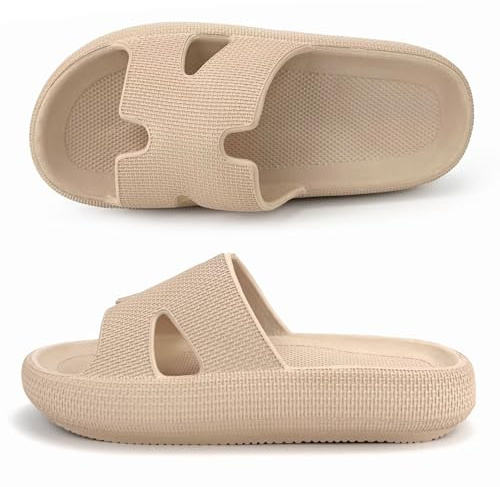 scecocrs Chaussons de bain pour femmes Cloud Soft Slippers Sandales de bain d'été Cozislides Chaussons originaux pour femmes Intérieur/Extérieur