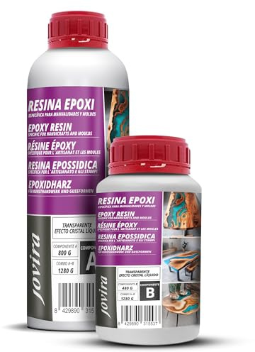 JOVIRA PINTURAS Resina Epoxi Transparente. Para manualidades, obras de arte, madera, mesas creativas madera, joyería artística, artesanía creativa, bricolaje. (1,28 Kilos (Paquete de 1))