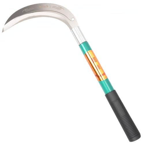 Steel Grass Sickle,Clearing Sickle,Brush Clearing Sickle with Carbon Steel Blade and Iron Handle - Multipurpose Gardening Weeding Grass Sickle and Professional Farming Safety Sickle