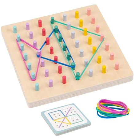 Juego de encastros con Clavijas y Tabla, Mesa de Juego con geométrico portátil | Actividad educativa con Base | para niños y Adolescentes, para Usar en casa, Escuela, Aula, cumpleaños y
