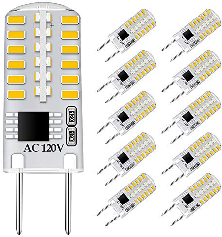 G8 LED Bulb Dimmable 3W Equivalent to T4 JCD Type Bi-Pin G8 Base Halogen Bulb 20W-25W, AC 110-120V Mini G8 Bulb Daylight White 6000K for Under Cabinet Light, Under Counter Kitchen Lighting (10 Pack)