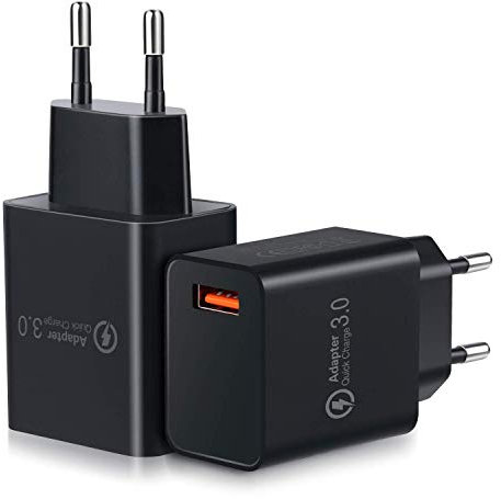 【2 Pacchi】Quick Charge 3.0, Ricarica rapida 18 W. Adattatore di alimentazione USB Presa a muro per Caricabatterie wireless QI da 10 W, iPad Pro, tablet, iPhone, Samsung Galaxy, LG, HTC