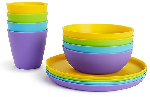 Munchkin Kleinkind-Multi-Dining-Set | Kleinkindbecher, Schalen und Teller | Baby-Essentials | BPA-frei Stapelbares Kinder-Set für Abstillen | 12er Pack