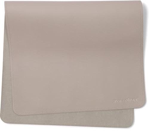 Ava + Oliver Vegan Leather Baby Changing Mat (16 X 30 in) - Multipurpose Wipeable and Portable Diaper Changing Mat - Foldable Travel Changing Mat (Grey)