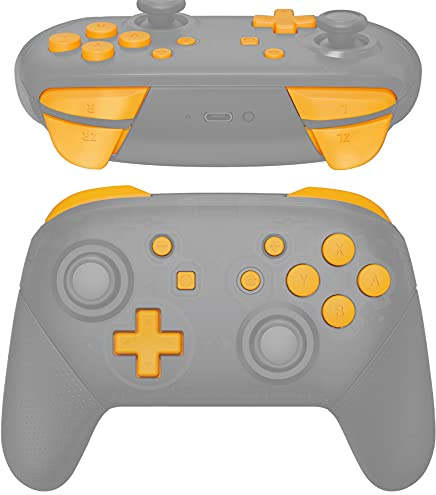 eXtremeRate Boutons de Remplacement ABXY pour Switch Pro Manette, Bouton ABXY Dpad Home Plus Moins L R ZL ZR Trigger pour Manette Switch Pro, Jaune