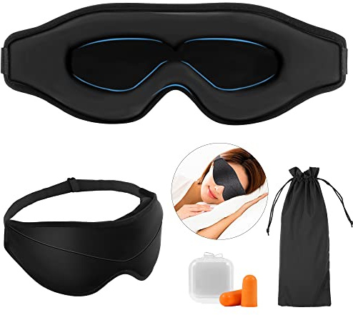Masque de Nuit, Masque de Sommeil pour Homme Femme, Doux Zéro-Pression Masque pour Dormir, Bandeau Yeux Sommeil,13 mm Contour Profond, Sangle Réglable Cache Yeux pour Dormir Voyage Avion 3D Sleep Mask