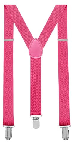 Man of Men Pink Suspenders for Men Heavy Duty – Adjustable 1” Y-Back Men's Suspenders for Dress Pants | Strong Metal Clips, Durable Elastic Straps, Leather Reinforcement – Comfortable, Formal