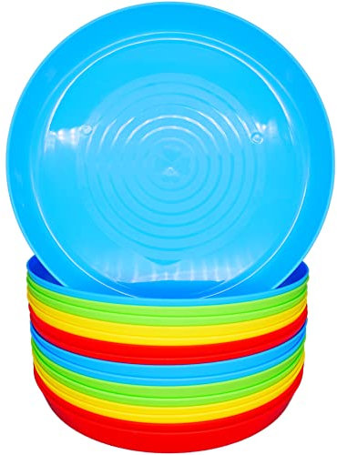 Bloomsworld 16 Toddler Plastic Plates Set, Reusable, BPA Free, Kids Picnic and Party Tableware for Boys and Girls
