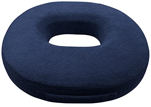 Donut Pillow Memory Foam Seat Cushion - Non-Slip Bottom,Portable Orthopedic Hemmoroid Pillow Cushion Support Pad for Tailbone Pain，Coccyx, Bed Sores, Post Natal, Sciatica (Blue)