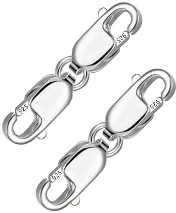 ALEXCRAFT 2 Pezzi Chiusura Collana Argento 925 Moschettone Doppia Chiusura Chiusure Braccialetti Chiusura Collana Gancetto Chiusura Collane Fermagli per Braccialie